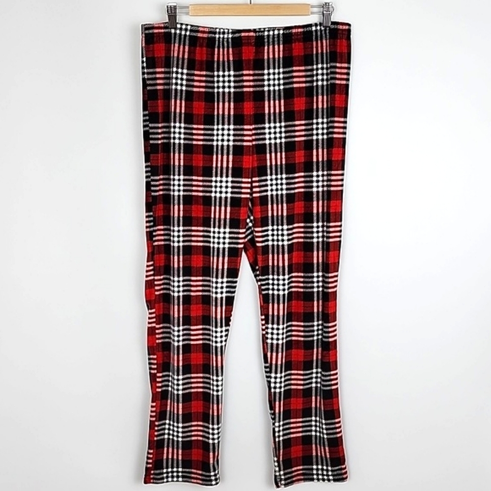 Tommy Hilfiger Women's Plaid So Soft Lounge Pants Red Black Elastic Waistband L